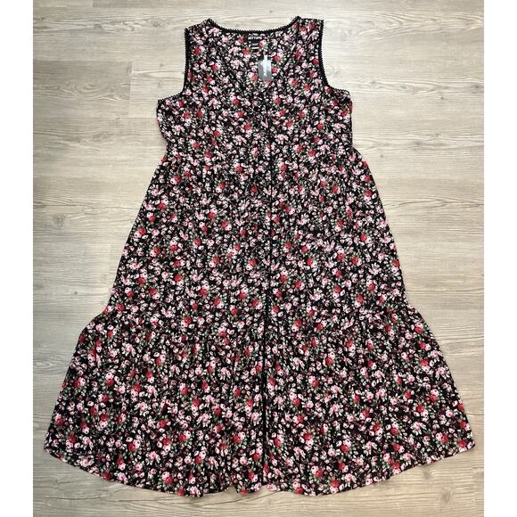 Hot Topic Long Floral Sleeveless Button Detail Duster Vest Women’s Size 2XL NWT - Picture 1 of 10